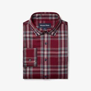Mizzen + Main City Flannel Twill Button Down Shirt Large Garnet Thomas Plaid